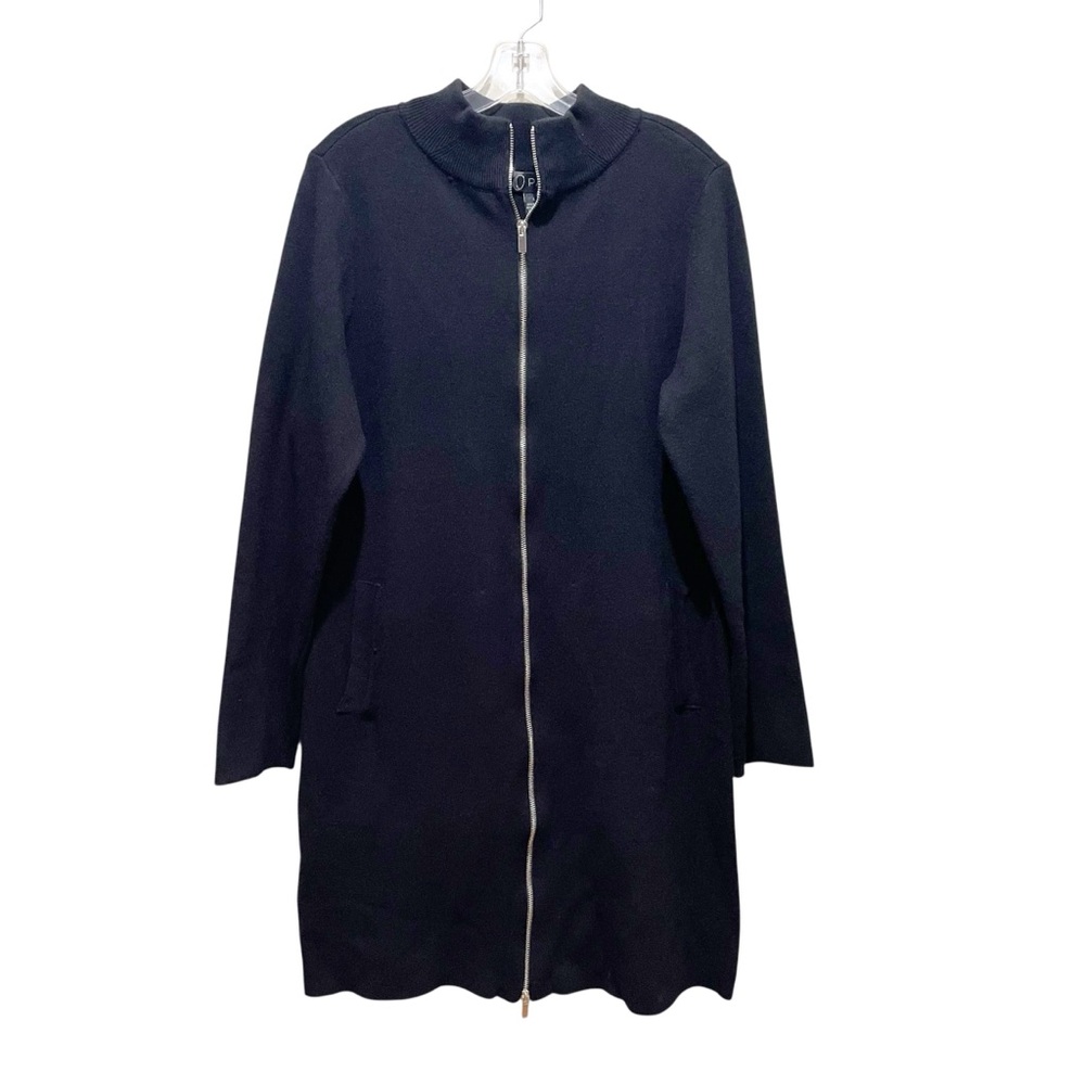 80 Park Portland Funnel Neck Zip Cardigan Coatigan Black Women’s Size Large NWT